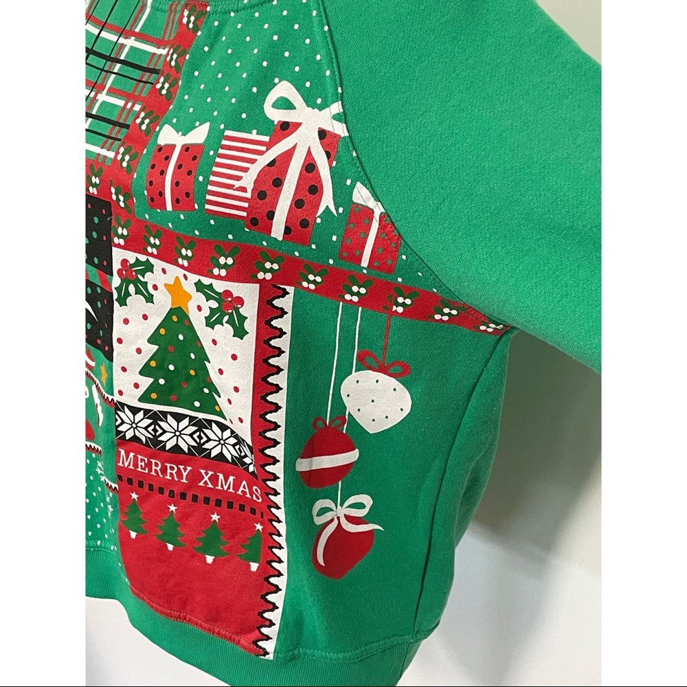 Christmas Graphic Oversized Crewneck Sweatshirt Green Size S - Picture 2 of 5